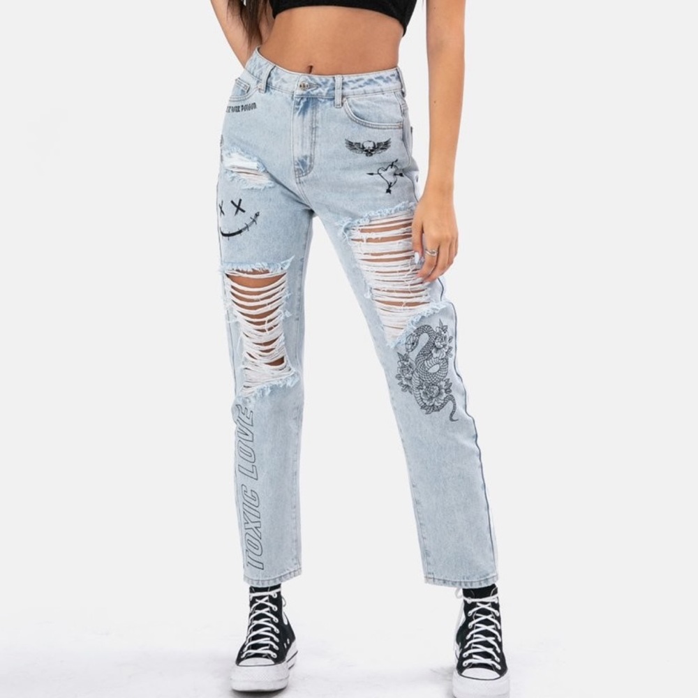 Adika High Waisted Toxic Ripped Jeans Size Small